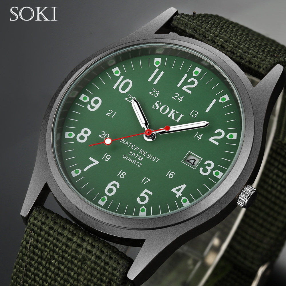 SOKI Luminous Wrist Watch Men Casual Sport Watches Top Brand Luxury Quartz Men's Watch Clock Relogio Masculino Feminino