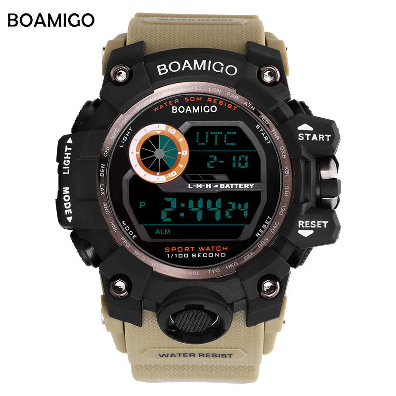 BOAMIGO  Men's Fashion Sports Digital Watch Waterproof Chronograph Youth  children kids Electronic  men Watch