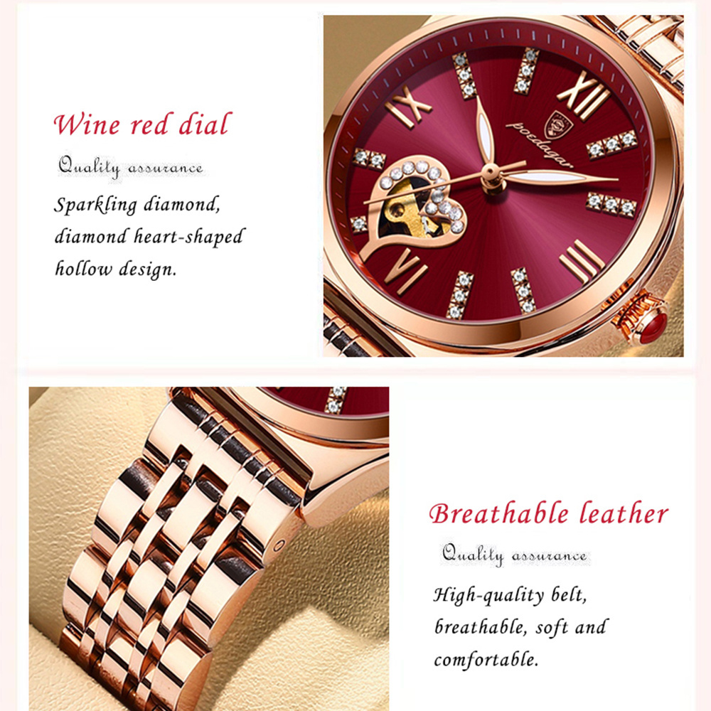 POEDAGAR 320 Watch Women New Fashion Luxury Stainless Steel Wristwatch Bracelet  Rose Gold Waterproof Luminous Ladies Watches