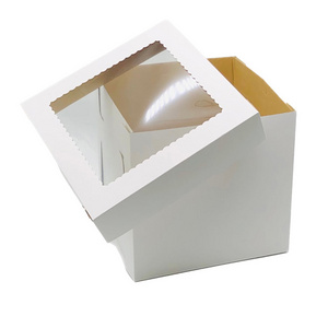 Custom Logo 6/8/10/12/14 inch Corrugated bakery boxes Square Tall Wedding Birthday Party Cake Box