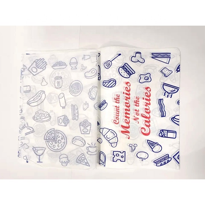 Custom printed Food Grade hamburger sandwich paper Greaseproof Deli Wrapping Wax Paper Butter paper