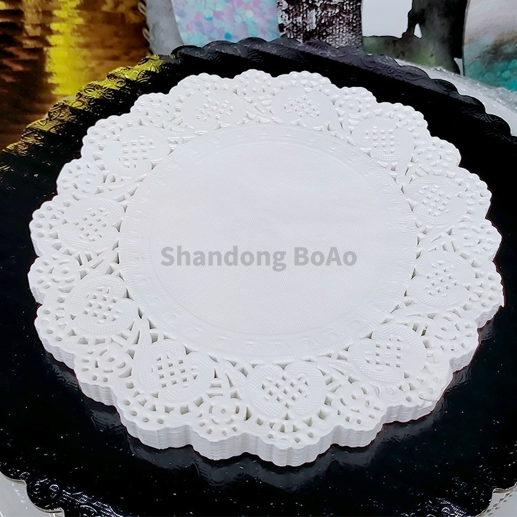 Hot sale paper doilies gold white greaseproof paper Round Paper Lace Table Doilies wedding decoration cake tools tablecloth