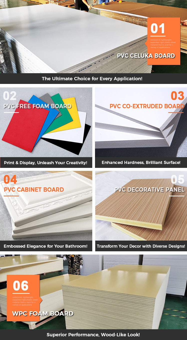 3mm - 20mm Waterproof High Density Forex Sintra PVC Celuka Foam Board for Kitchen Cabinet