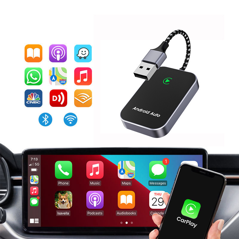 Boyi Wireless Auto Adapter Car Play Android Player Box Wired To Wireless Android Auto Carplay Dongle For Oem Android Auto Ai Box