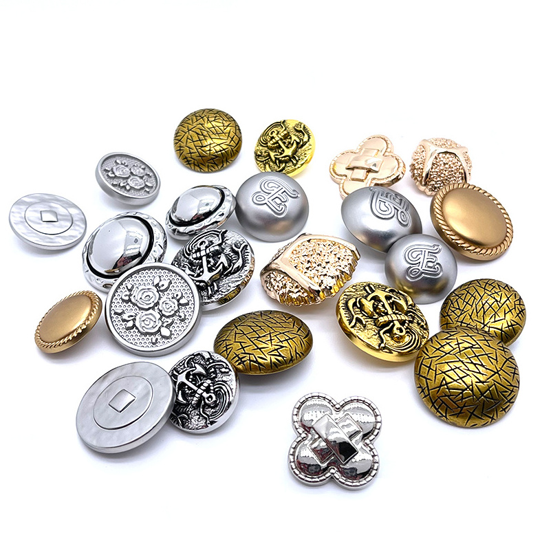 OEM ODM Custom Botones Metal Logo Zinc Alloy Brass Button Embossed Suit Blazer Buttons Coat Gold Sew Shank Buttons for Clothes