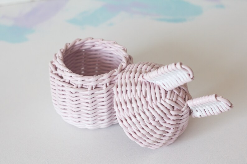 Handwoven Easter Egg Baskets Bunny Flower Girl Cute Basket for small gifts rabbit box with lid Wholesale