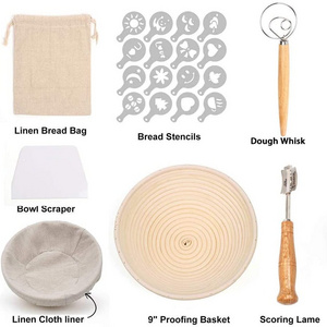 Round Bread Proofing Basket Banneton Proving Basket 9 Inch with 6 Pack Baking Tools banneton basket