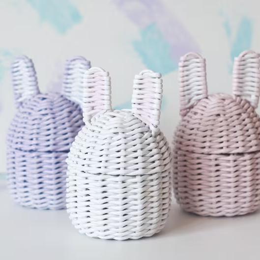 Handwoven Easter Egg Baskets Bunny Flower Girl Cute Basket for small gifts rabbit box with lid Wholesale