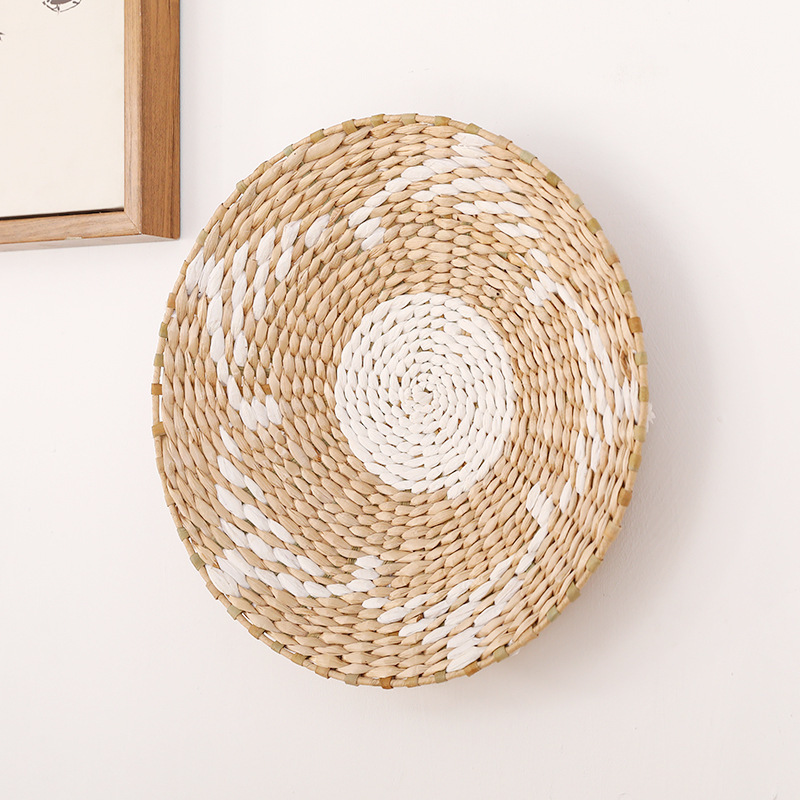 Natural  Wheat Straw Wall Deco Basket Hand Made  Woven Mat Decorative Hanging Basket/ Plate