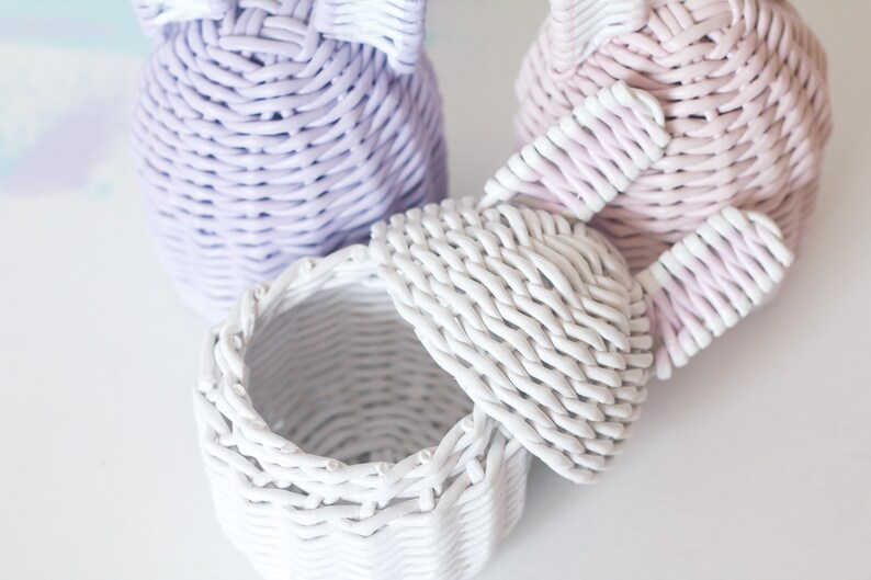 Handwoven Easter Egg Baskets Bunny Flower Girl Cute Basket for small gifts rabbit box with lid Wholesale