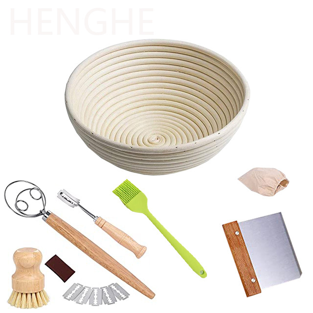 Bread proofing basket set with blame blush liner baking tools rattan basket made in China