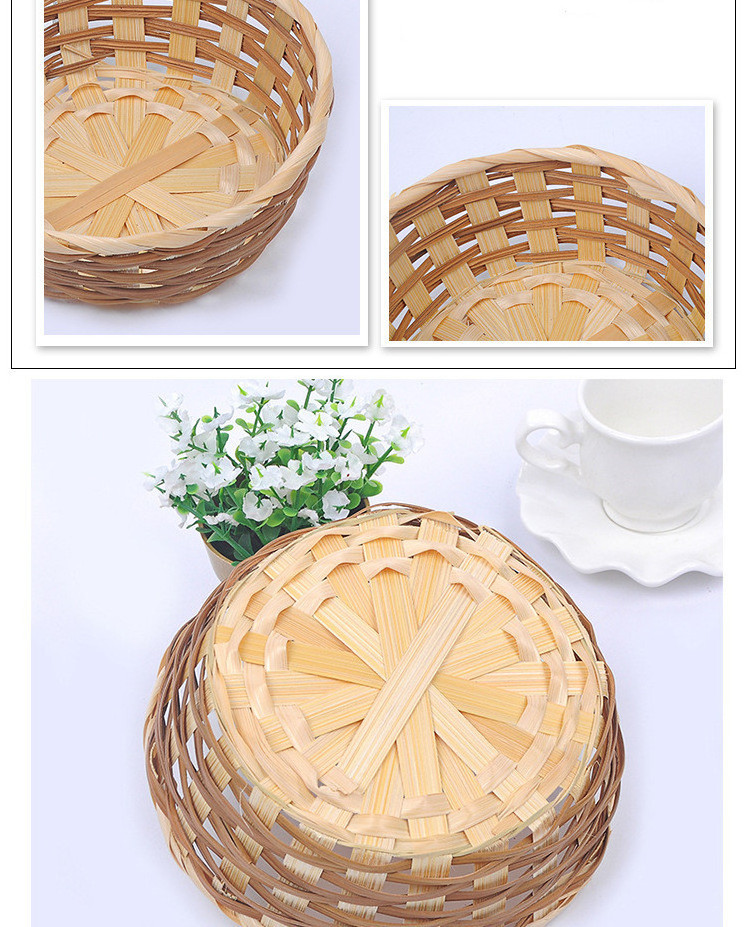 Handmade Bamboo Woven Baskets Floral Design Fruit & Vegetable Storage Basket Steamed Bread & Pastry Basket Wholesale Available