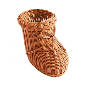 Handmade Creative Rattan Snow Boots Styling Gift Basket Christmas Woven Baskets for Unique Knitting Gifts