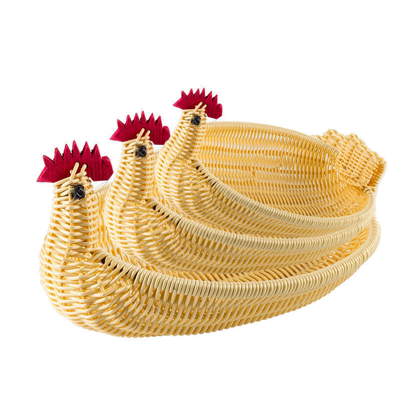 Woven Rattan Imitation Chicken Duck Animal Fruit Storage Basket Fawn Fruit Plate and Nut Snack Steamed Bread Basket