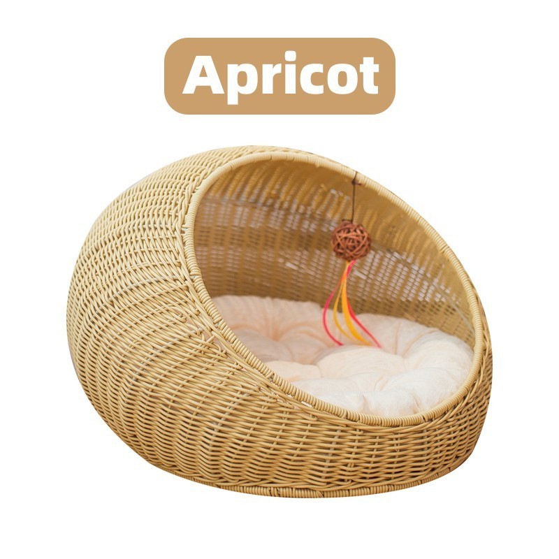 Factory wholesale plastic rattan resin wicker woven pet house animal bed nest Luxury cat house cat bed