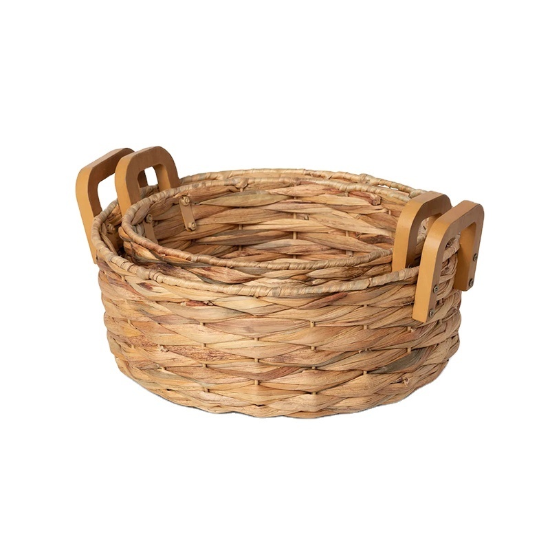 Portable handle storage basket Handmade cane woven fruit debris sorting Home storage basket