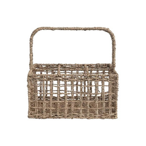 Portable PP Straw Picnic Food Storage Basket Breathable Partition Fabric Basket for Shoes Kitchen Living Room Bathroom Use