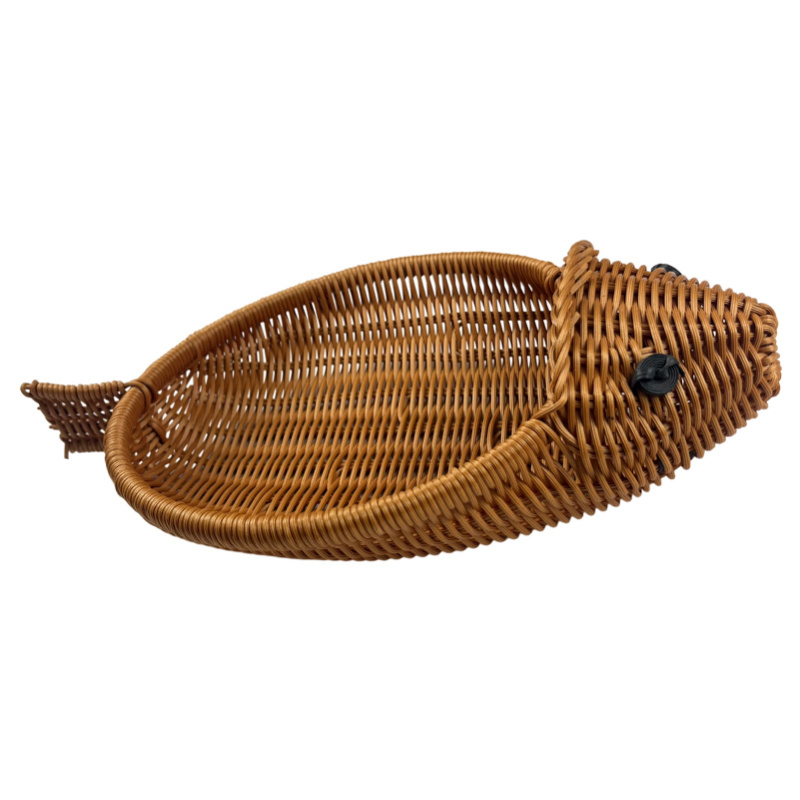 Home decor wholesale handicraft art zodiac animal fish shaped fruit kid rattan hand woven storage baskets