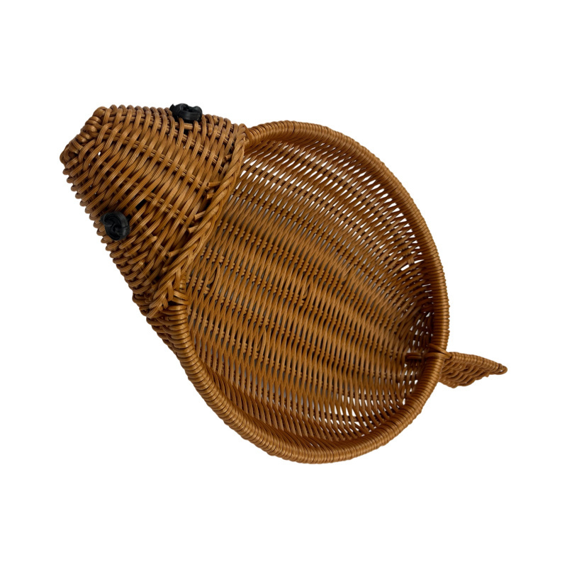 Home decor wholesale handicraft art zodiac animal fish shaped fruit kid rattan hand woven storage baskets