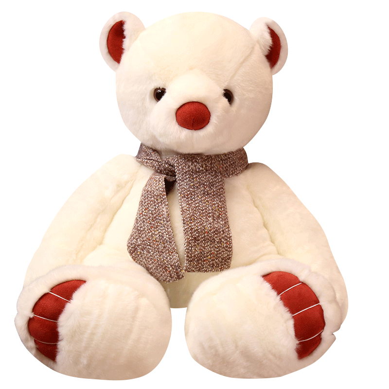 Wholesale High Quality   Furry Stuffed White Bear Polar Bear Big Plush Toy with Knitting  Scarf