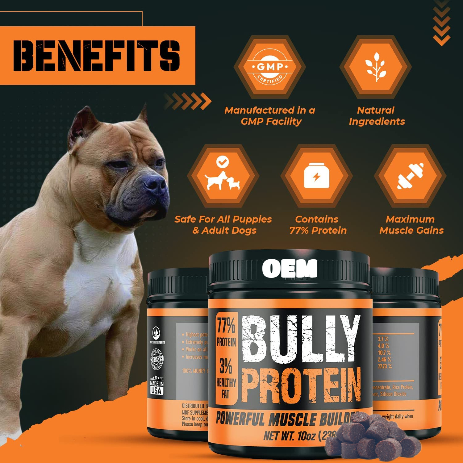 Natur Pet Nutrit Training Gain Tablet Supplement Health Muscle Gain Builder OEM Usa for Dogs Chicken Soft Toy 120 CHEWS / Bottle