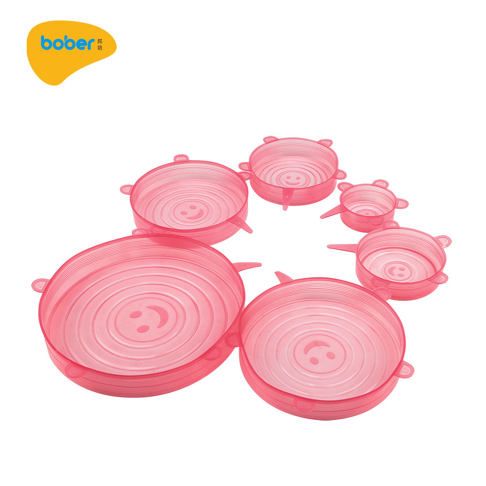 NEW 6 packs LFGB approved Silicone Stretch Lids BPA free silicone suction lid for the bowls and cups