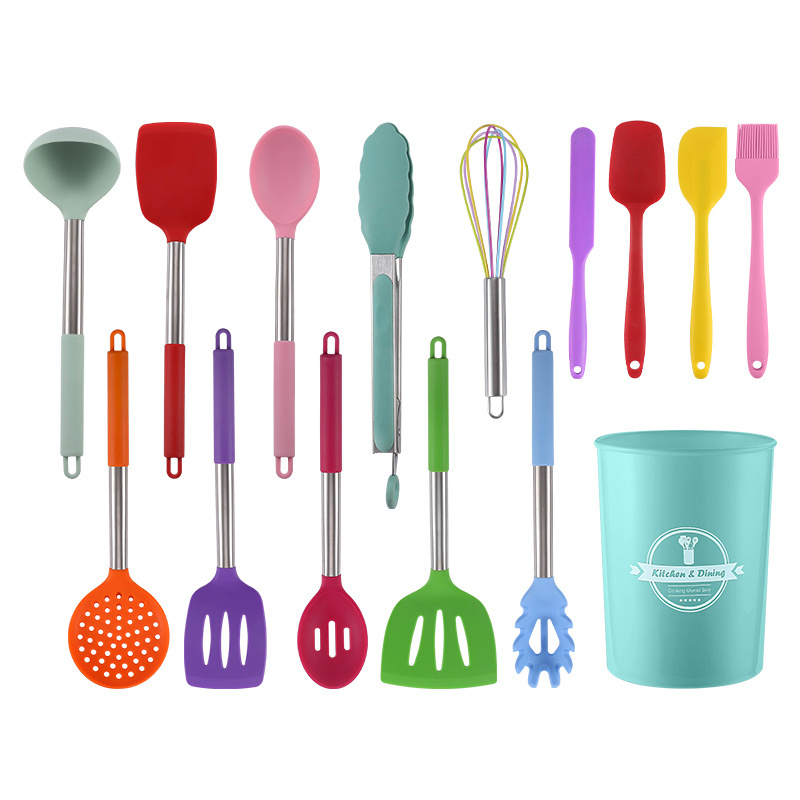 2022 Hot sale Wholesale 5Pcs Heat Resistant Food Silicone Kitchen Utensils Cooking Spatula Set