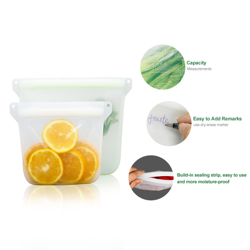 Silicone Reusable Ziplock Snack Kitchen Freezer Food Storage Bag