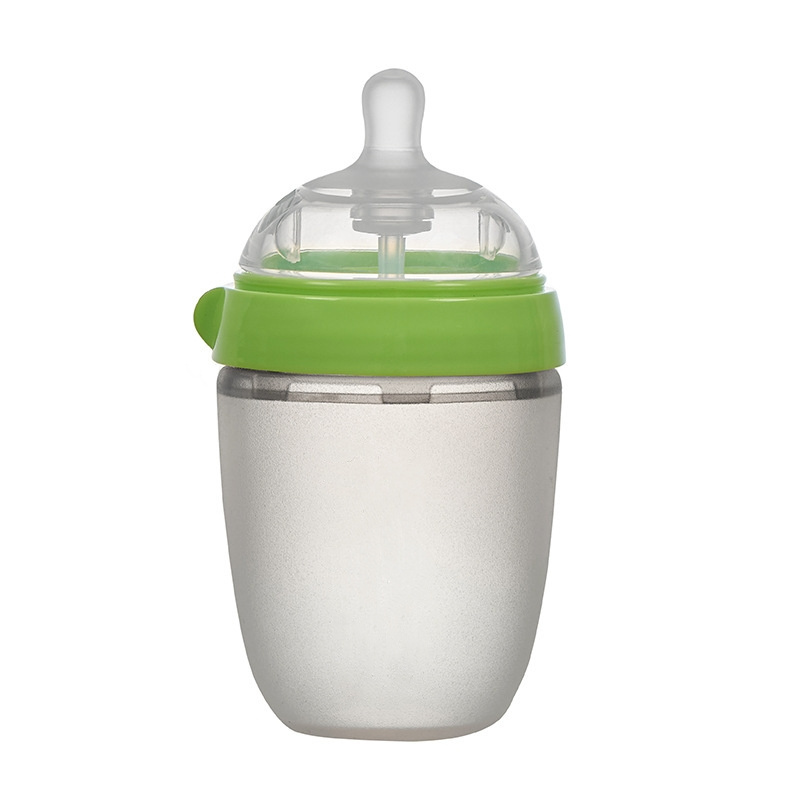 Hands Free Popular Drinking Wide Mouth Silicone Baby Squeeze Feeding Bottle With Holder