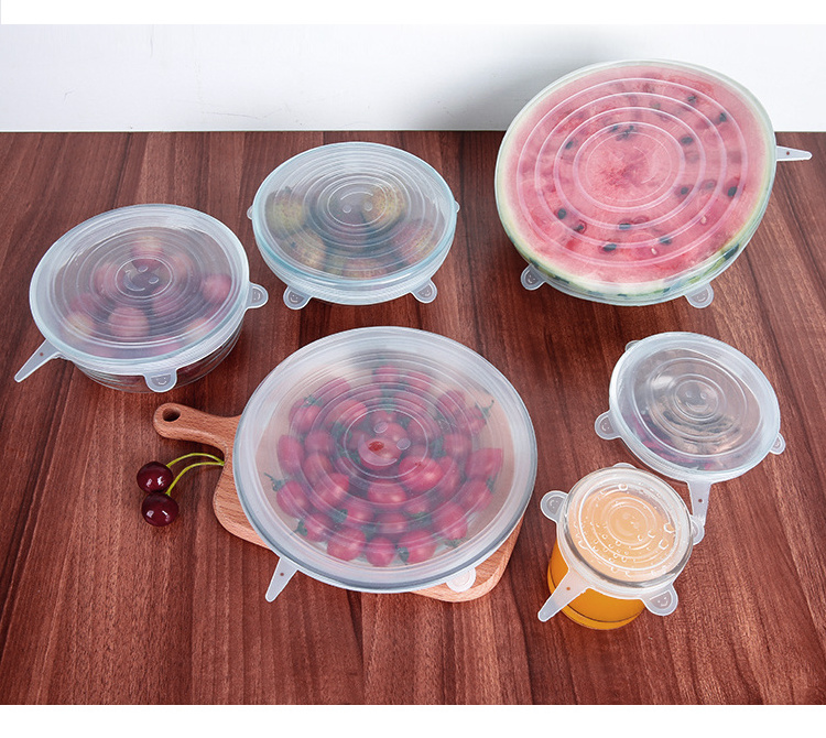 NEW 6 packs LFGB approved Silicone Stretch Lids BPA free silicone suction lid for the bowls and cups