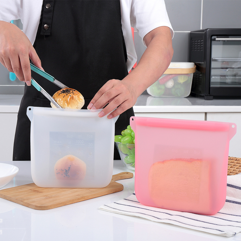 Silicone Reusable Ziplock Snack Kitchen Freezer Food Storage Bag