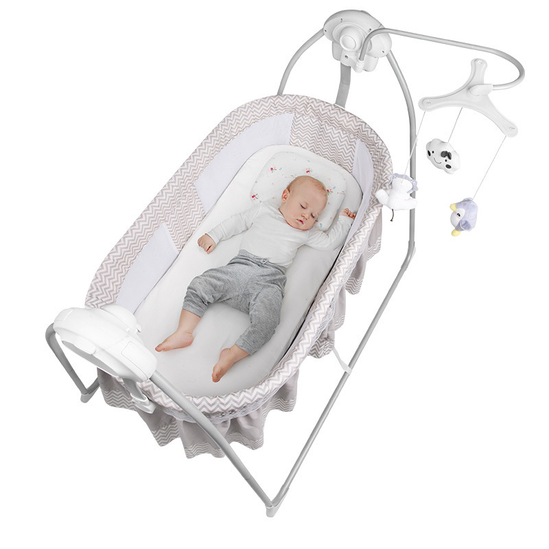 Hot sale folding baby swing bed electric rocking cradle with mosquito net