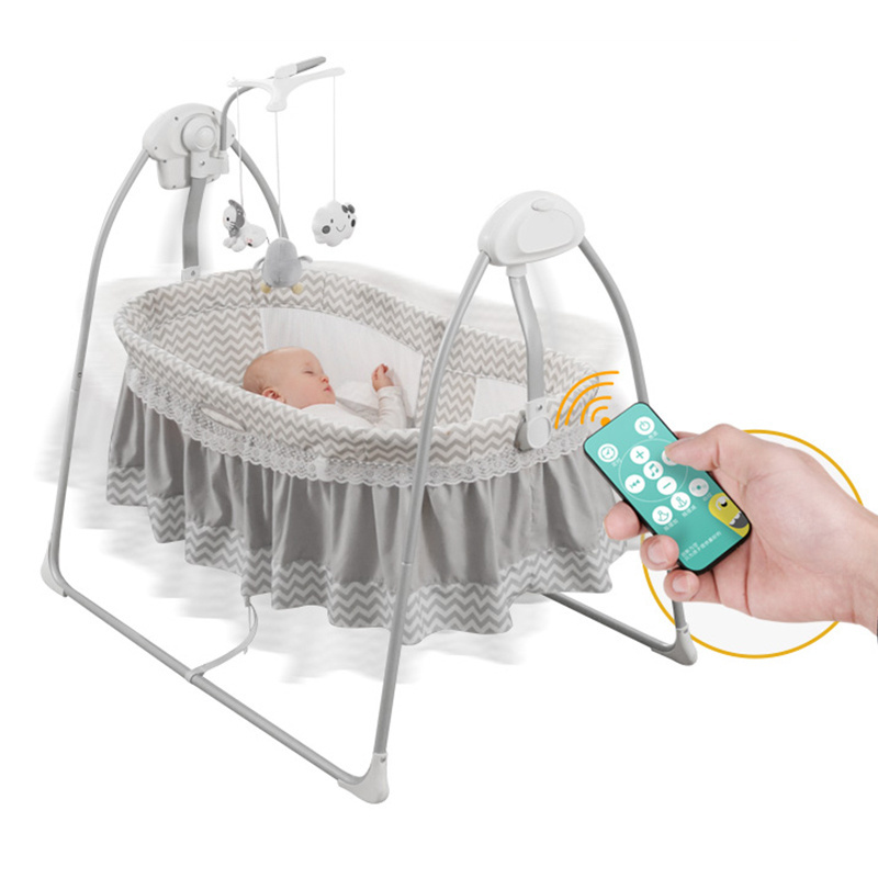 Hot sale folding baby swing bed electric rocking cradle with mosquito net