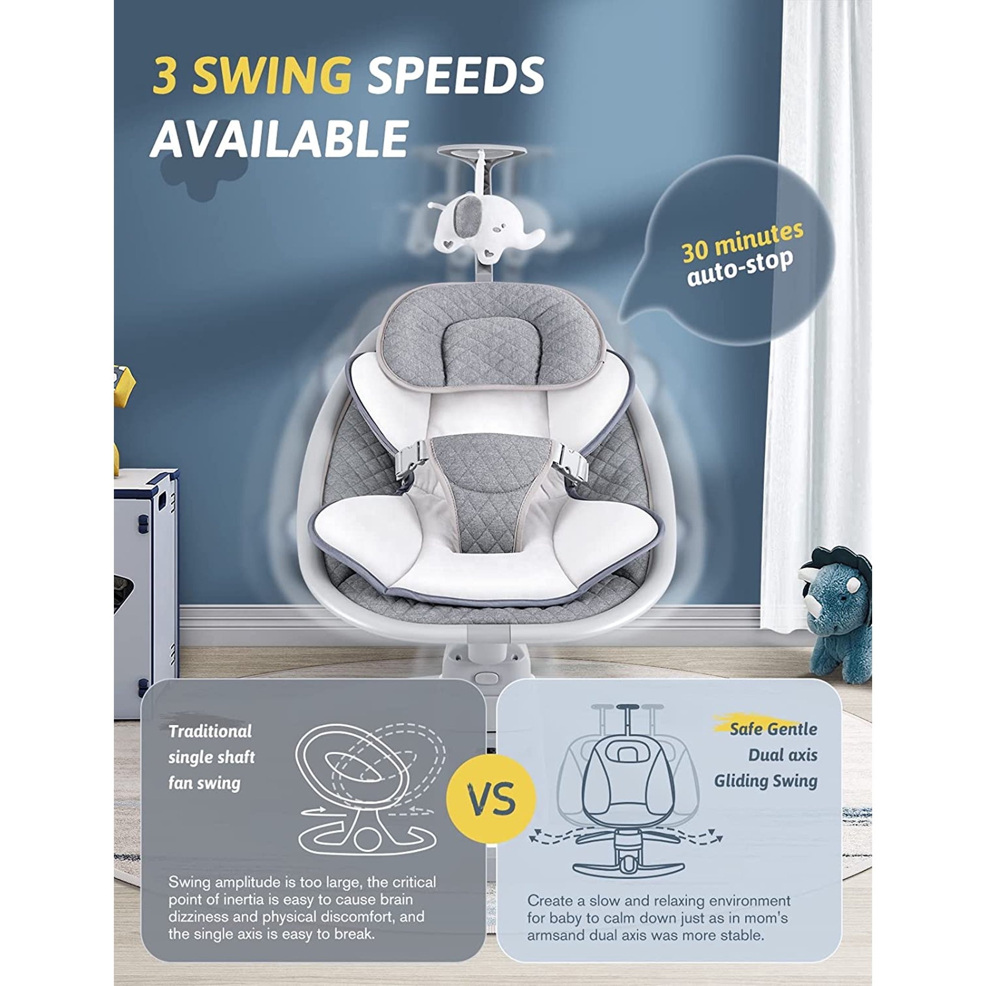 Newborn indoor feeding musical smart electric remote control infant automatic cradle swing chair bouncer baby rocker