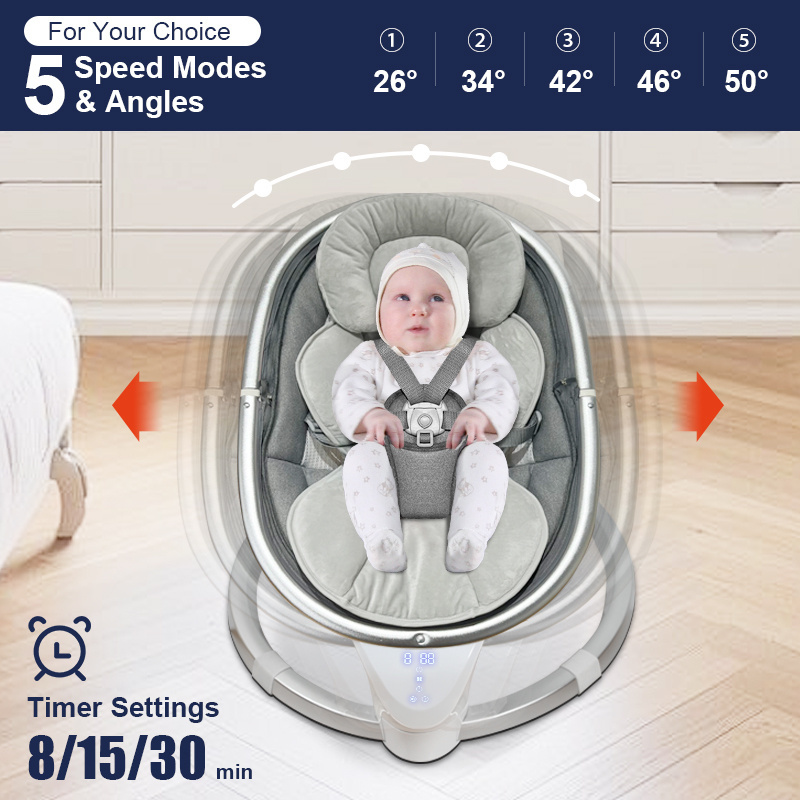 Newborn Infant Bouncer Cradle Foldable Mastela Electric Swinging Crib Baby Swing