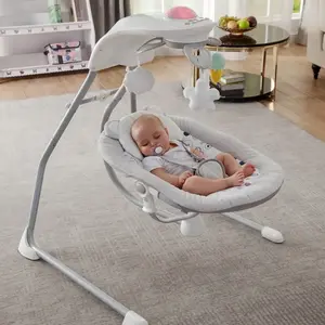 Living room electric smart rocking automatic new born bouncer infant cradle swing bed baby rocker crib with music night light