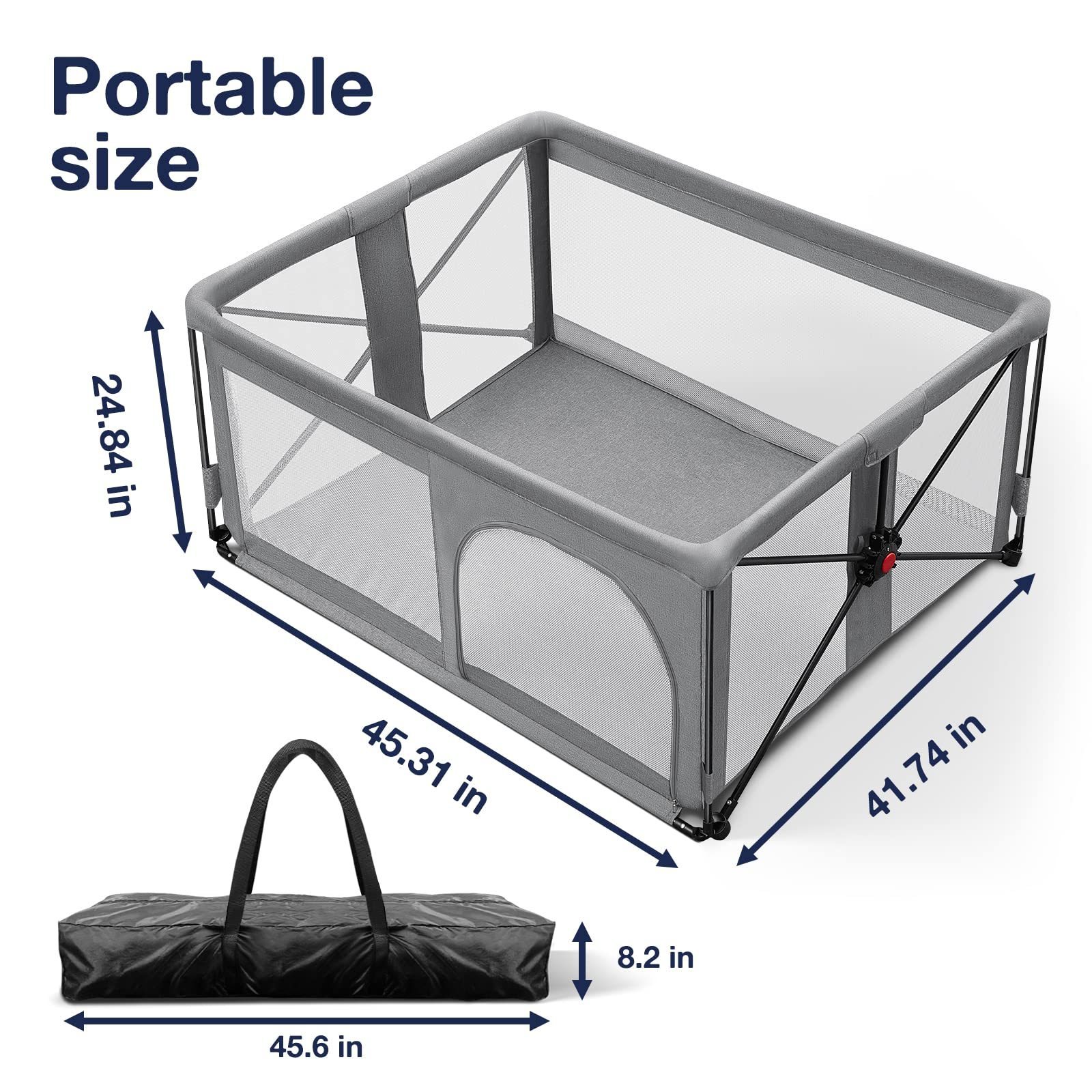 RONBEI Portable Baby Playpen, Easy to Assemble Foldable Playpen for Babies and Toddlers