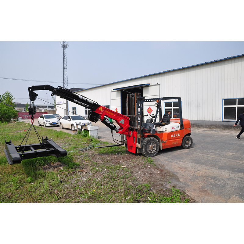 mini 2ton hydraulic telescopic forklift jib attachment boom crane