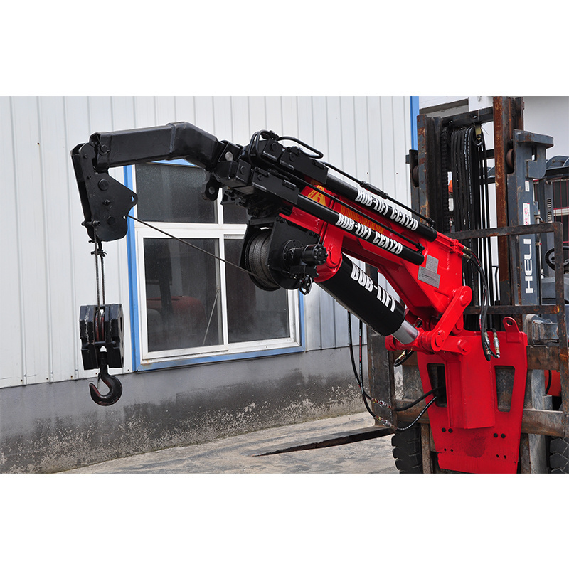 mini 2ton hydraulic telescopic forklift jib attachment boom crane