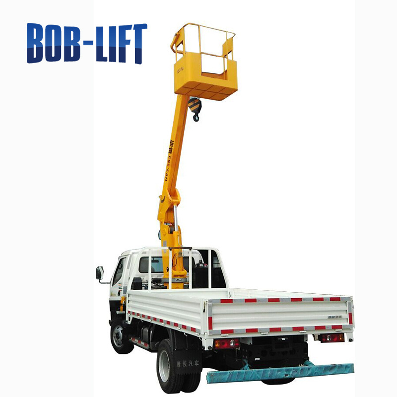 Truck Boom with Basket Working Platform Man Knuckle and Telescopic Boom Man Lift Crane Articulated 5 Ton Rated Load 9.06m 75