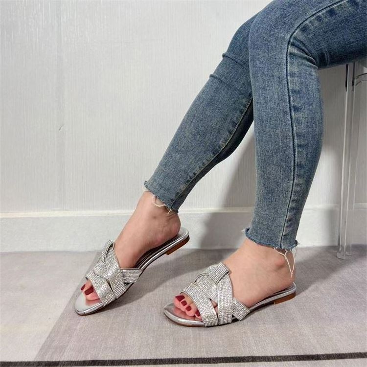 leather women slipper diamante ladies footwear customised woman footwear