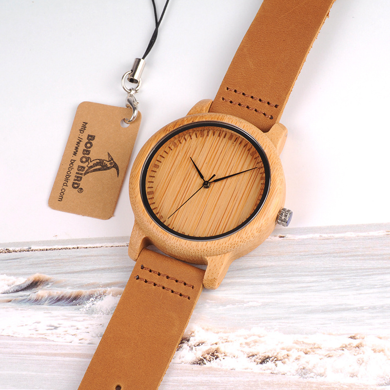 BOBO BIRD Lovers Wood Watches for Women Mens Leather Band Bamboo Couple Casual Quartz Watches OEM as Gift