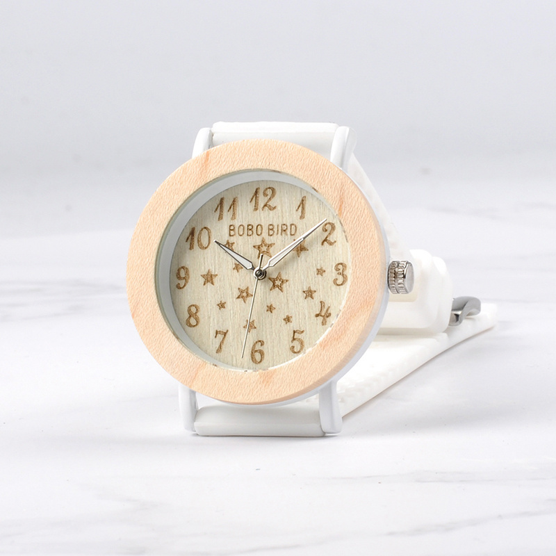 BOBO BIRD Simple Design Miyota Soft Silicone Starry Sky Dial Womens Wood Watch Female Wrist Watch