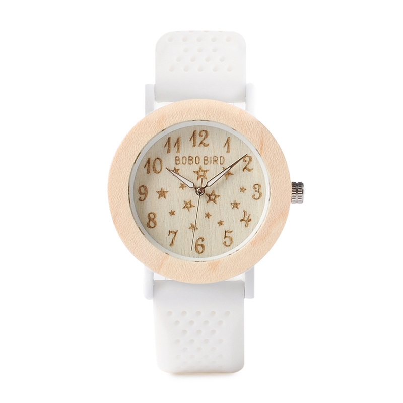 BOBO BIRD Simple Design Miyota Soft Silicone Starry Sky Dial Womens Wood Watch Female Wrist Watch