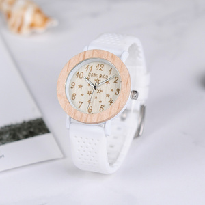 BOBO BIRD Simple Design Miyota Soft Silicone Starry Sky Dial Womens Wood Watch Female Wrist Watch