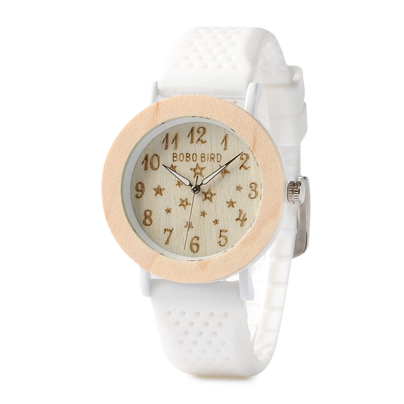 BOBO BIRD Simple Design Miyota Soft Silicone Starry Sky Dial Womens Wood Watch Female Wrist Watch