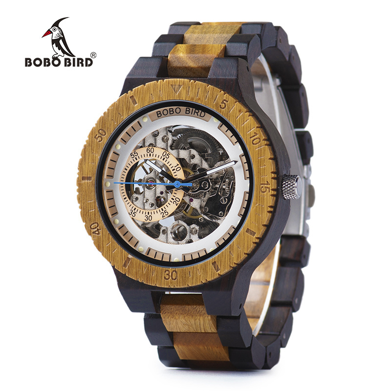 BOBO BIRD Oversize Big Dial Automatic mechanical watch Luxury Wood men watches with custom logo