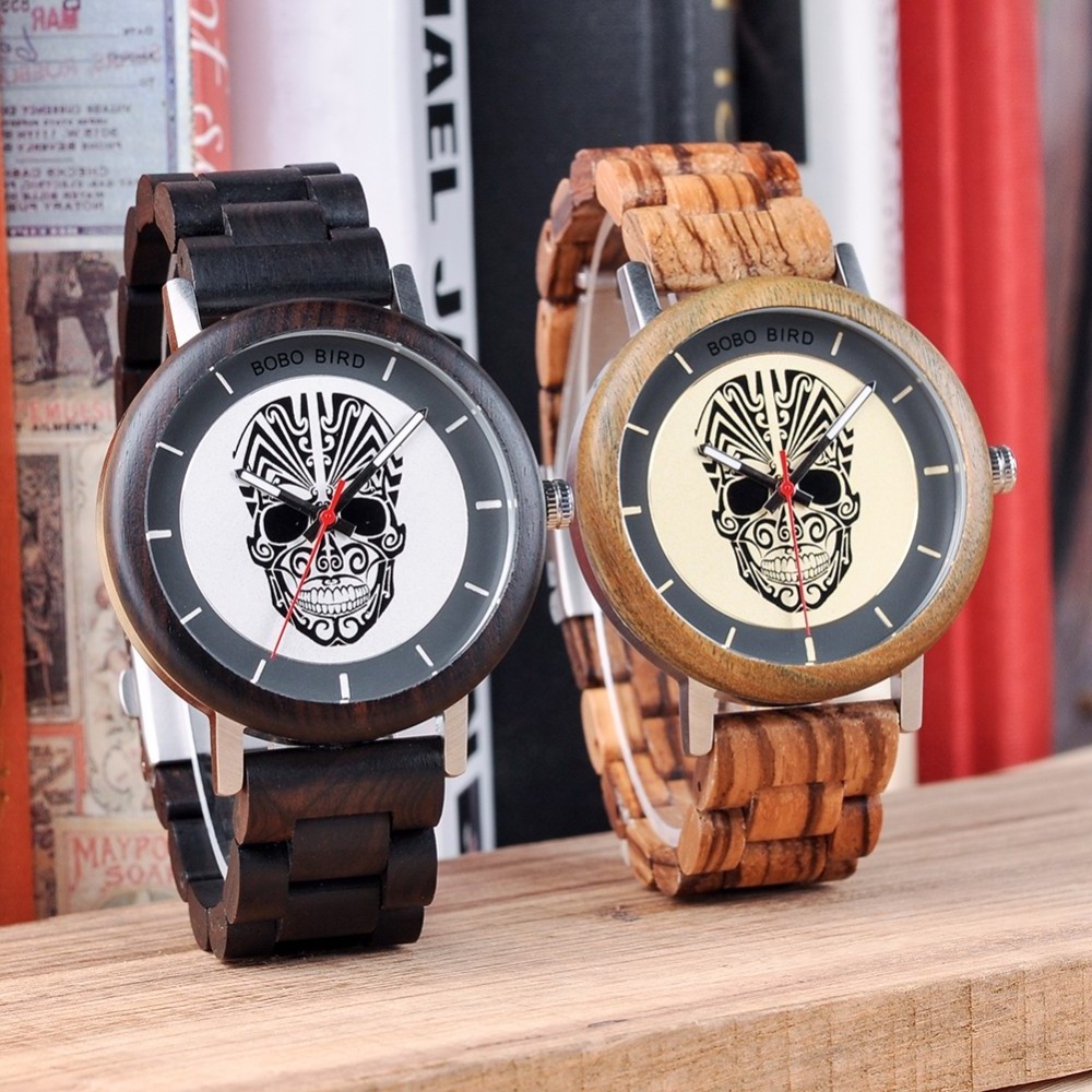 Couple Watches BOBO BIRD Personalized Skeleton Wood Watches