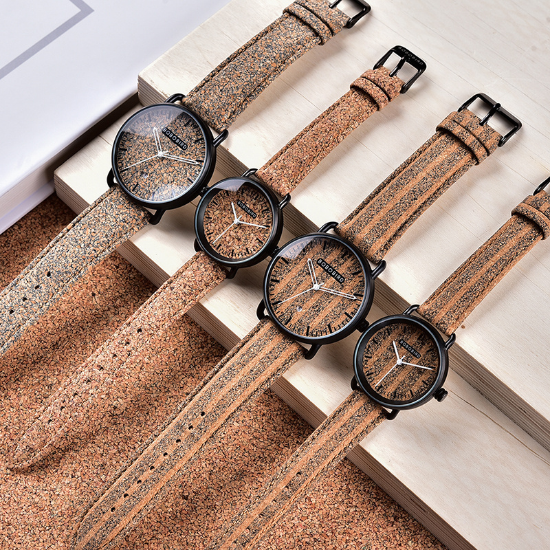 BOBO BIRD Wooden Couple Watch New Simple Fashion Men Wristwatch Cork Skin Design Waterproof Function Japan Movement Lover Gift