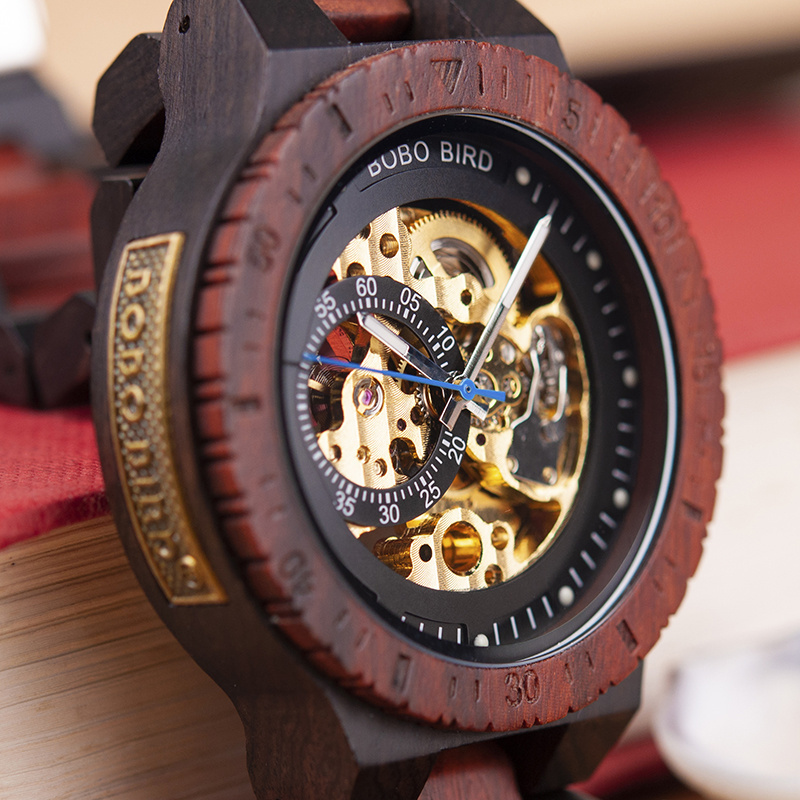 BOBO BIRD Oversize Big Dial Automatic mechanical watch Luxury Wood men watches with custom logo